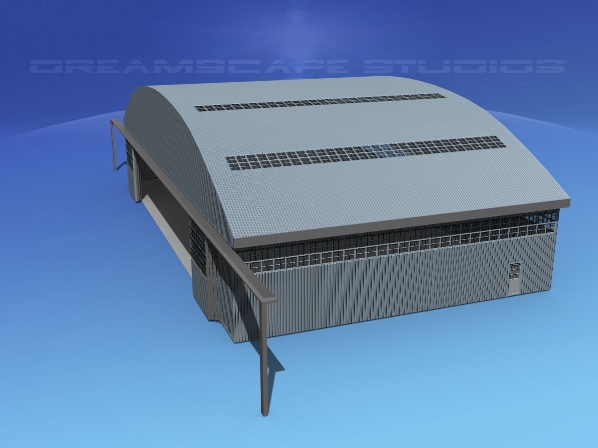 Aircraft Hangar M-1 Low-poly 3D model_8