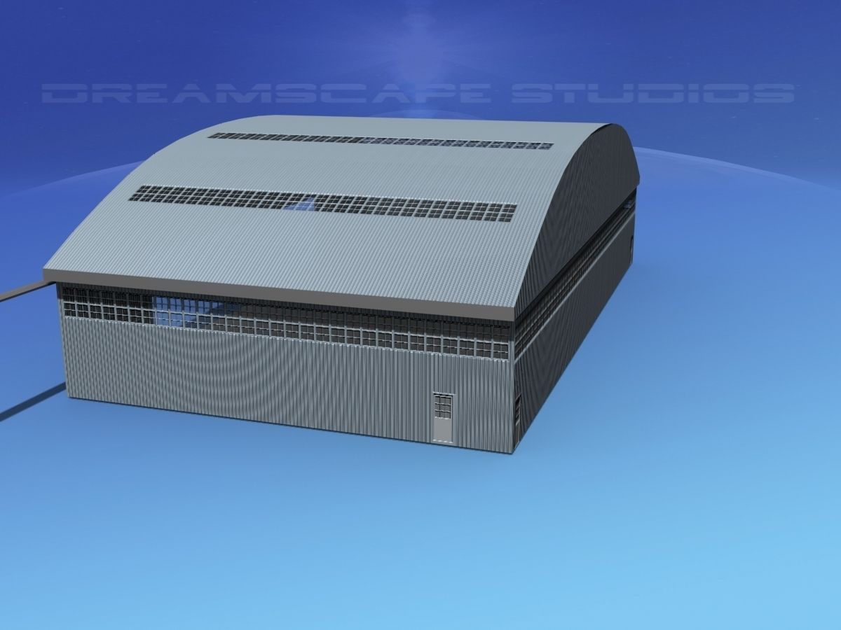 Aircraft Hangar M-1 Low-poly 3D model_3