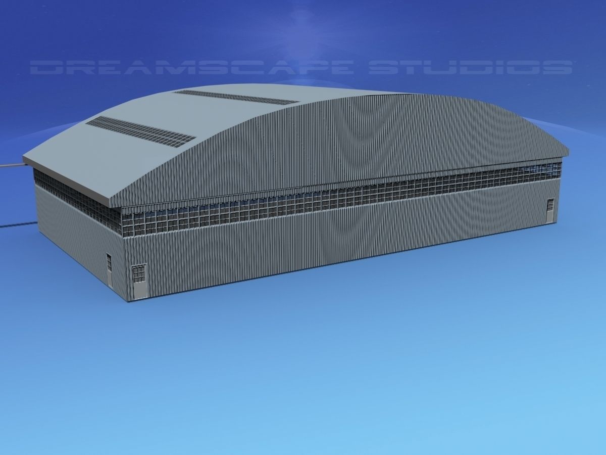 Aircraft Hangar M-1 Low-poly 3D model_4