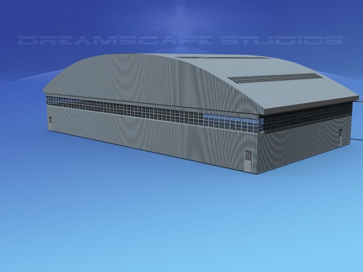 Aircraft Hangar M-1 Low-poly 3D model_10