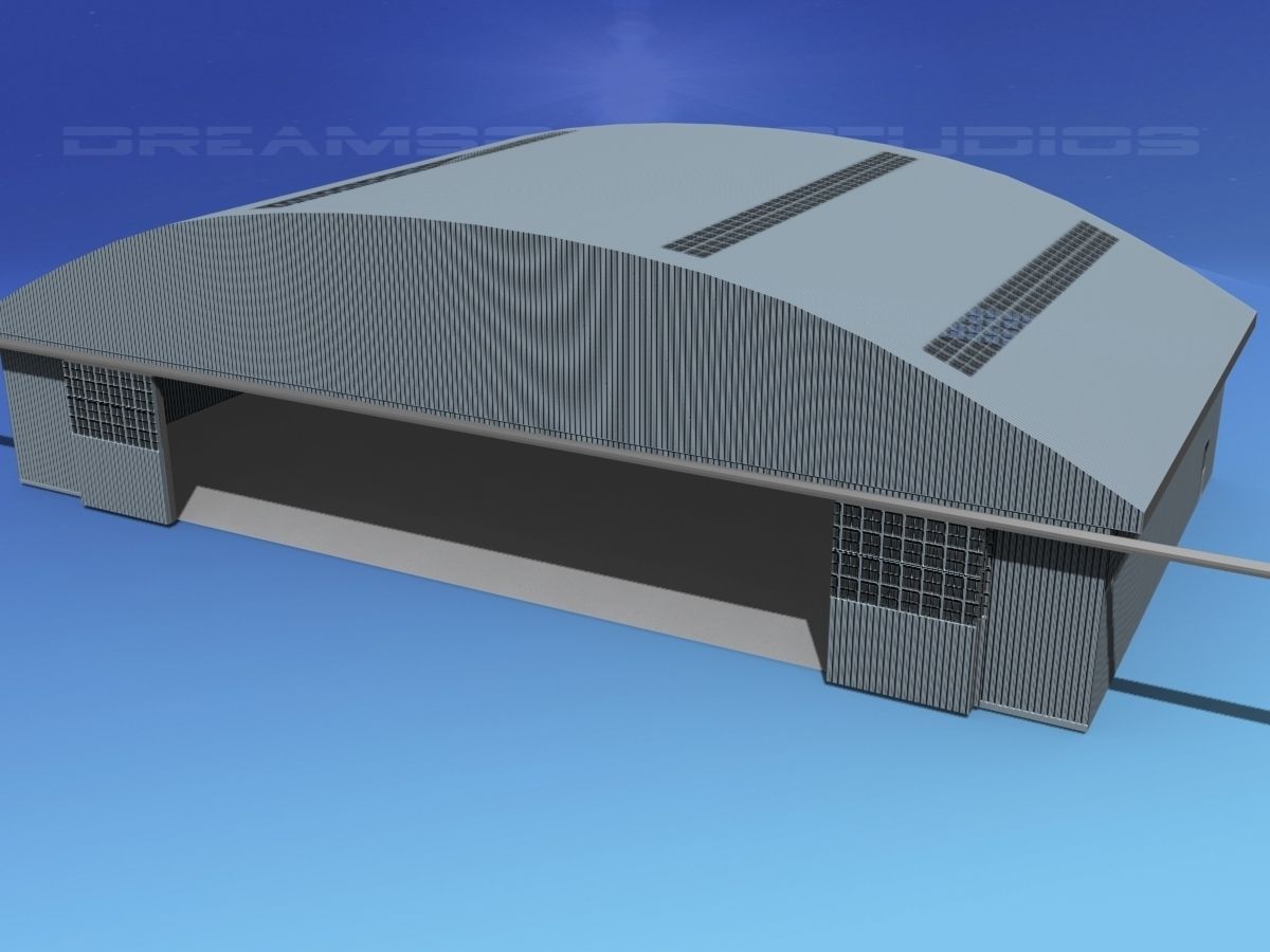 Aircraft Hangar M-1 Low-poly 3D model_7