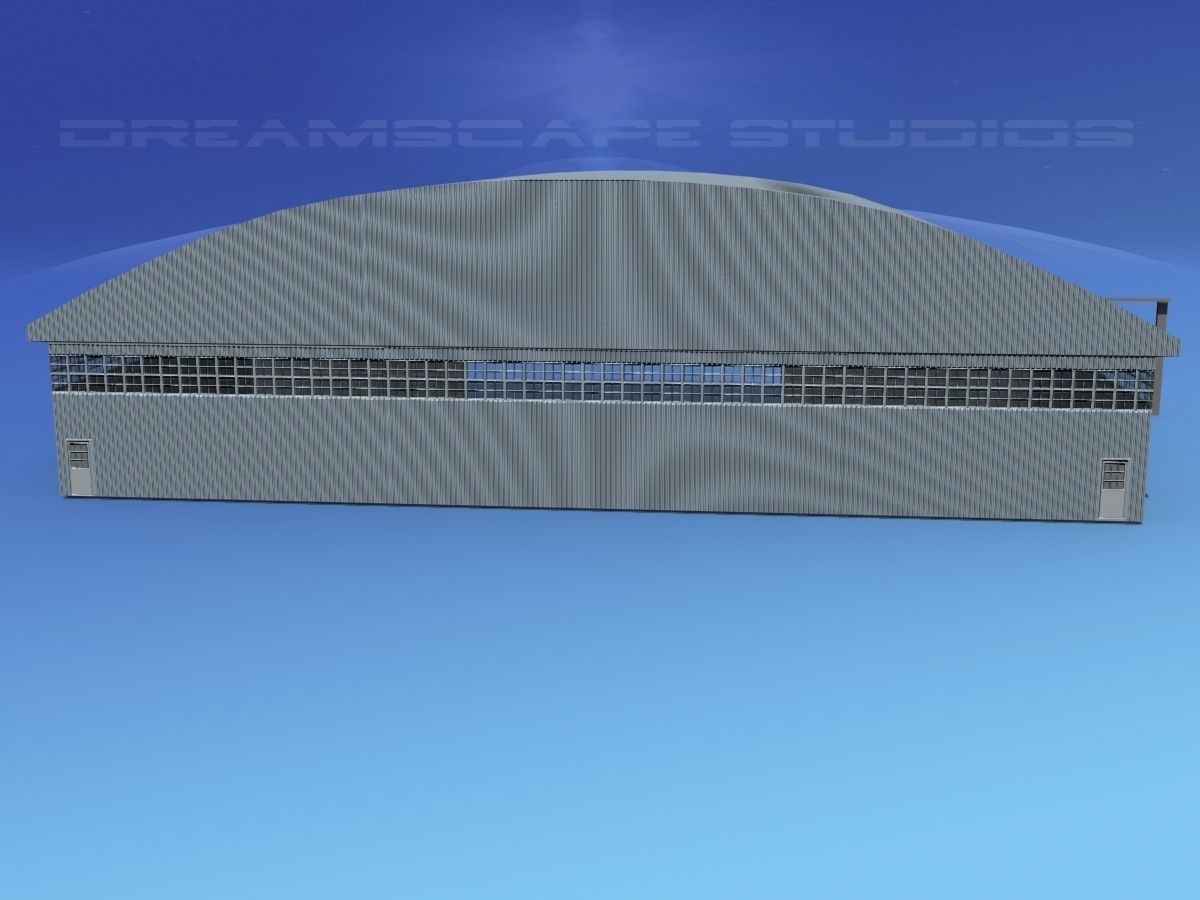 Aircraft Hangar M-1 Low-poly 3D model_9