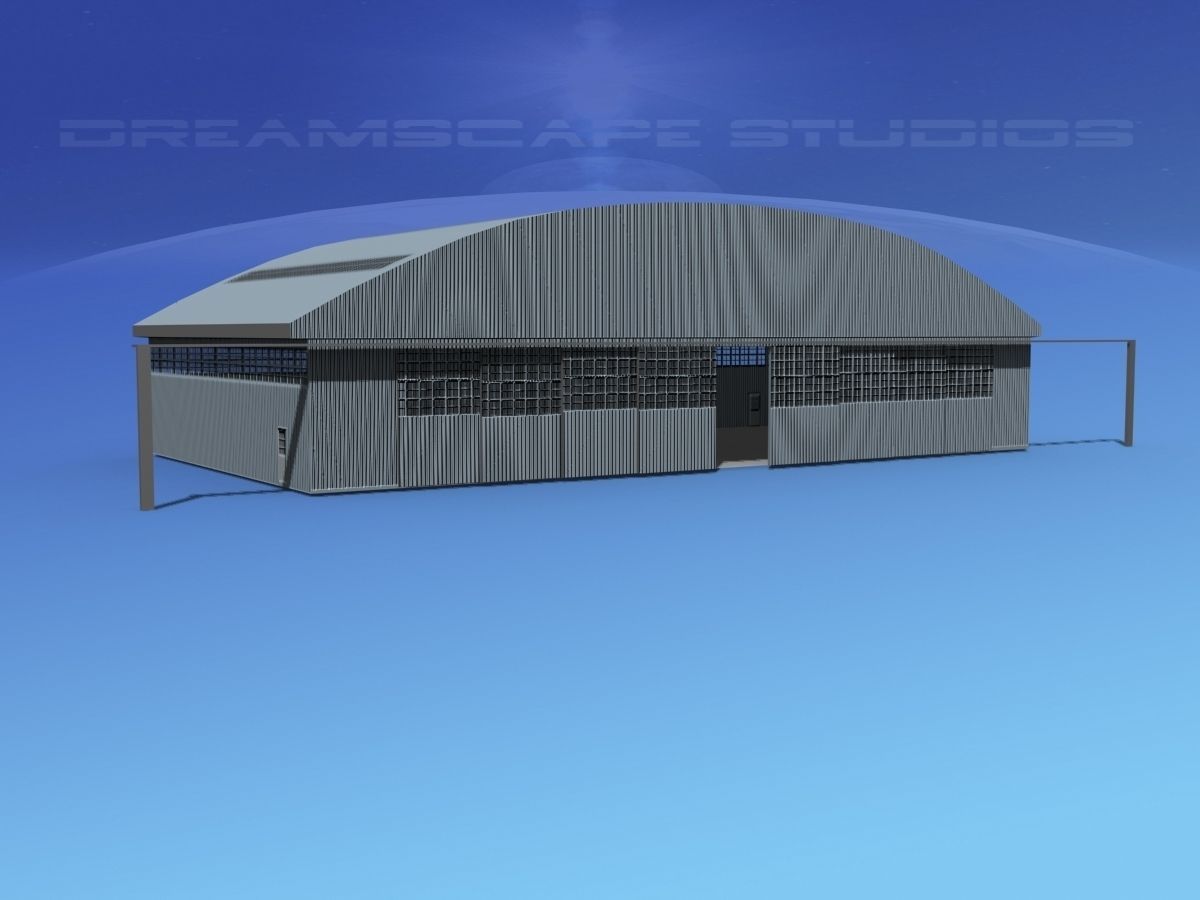 Aircraft Hangar M-1 Low-poly 3D model_1