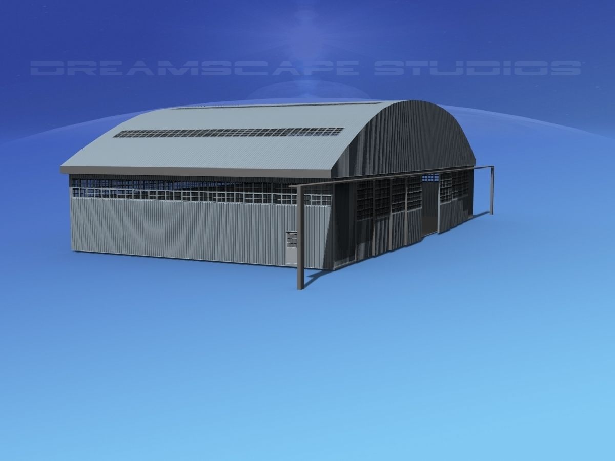 Aircraft Hangar M-1 Low-poly 3D model_5