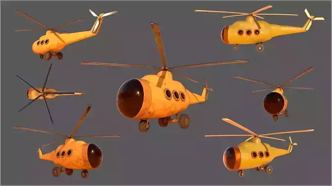 Stylized Cartoony Helicopter - 2 color schemes
