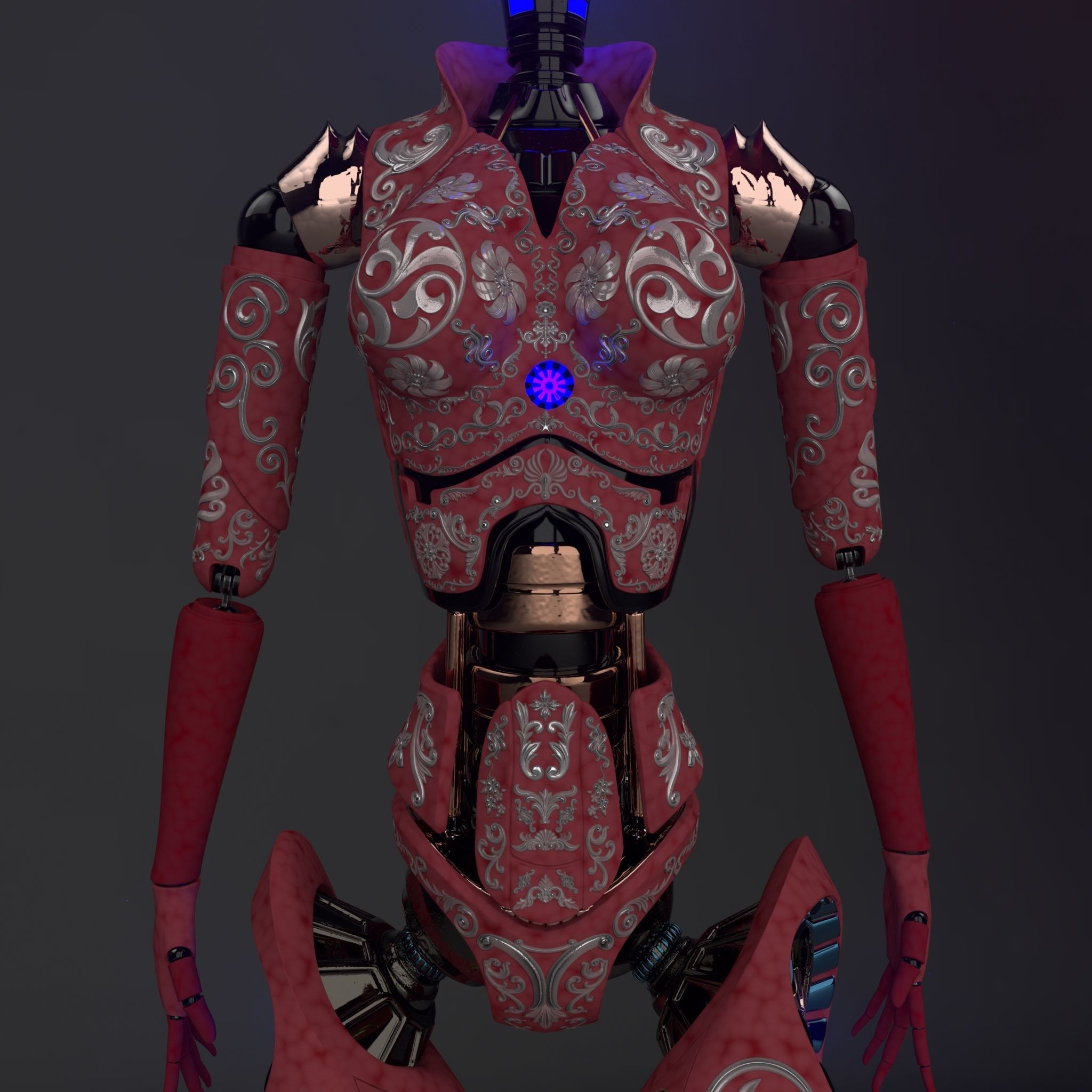 Female Robot Model 3D model_2