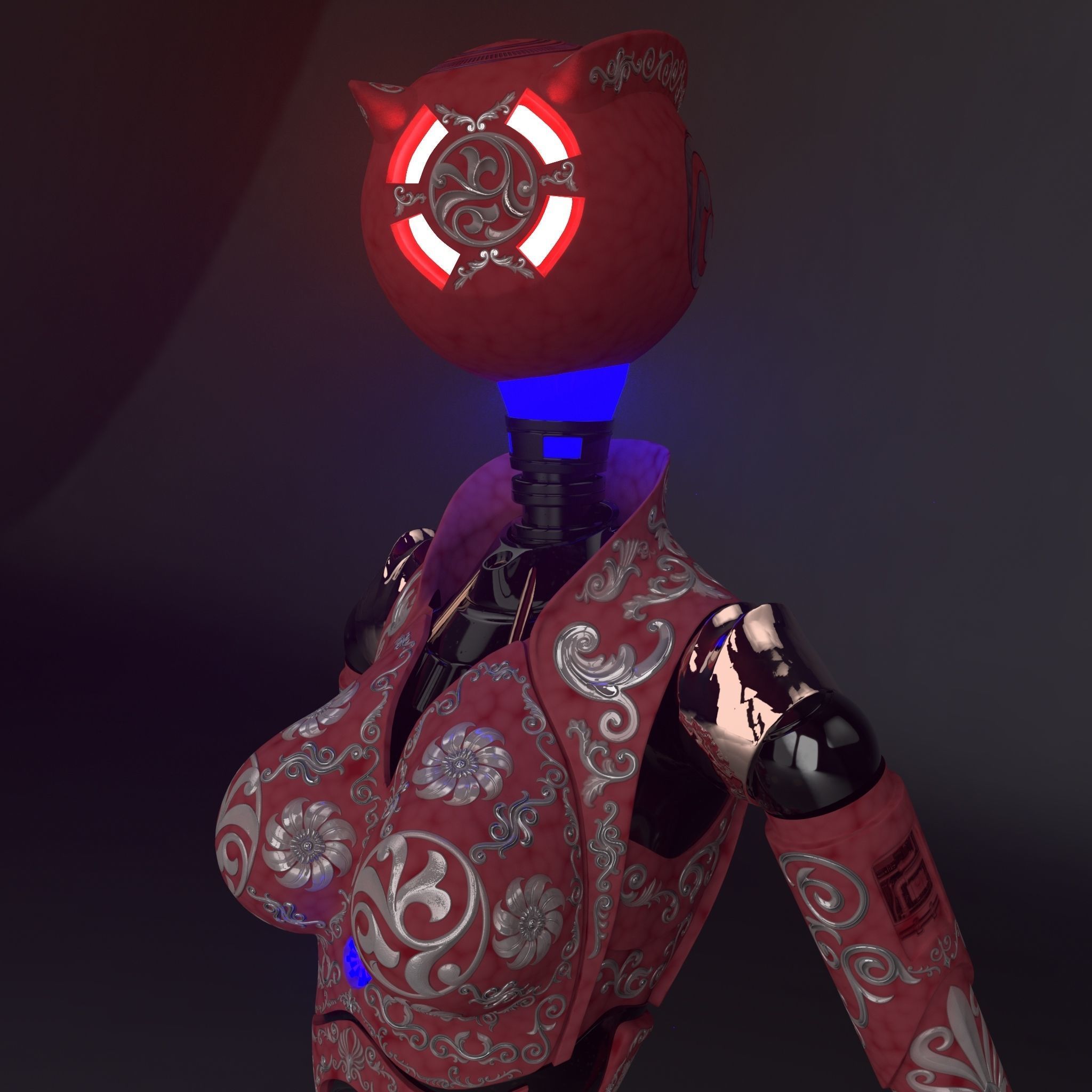 Female Robot Model 3D model_1