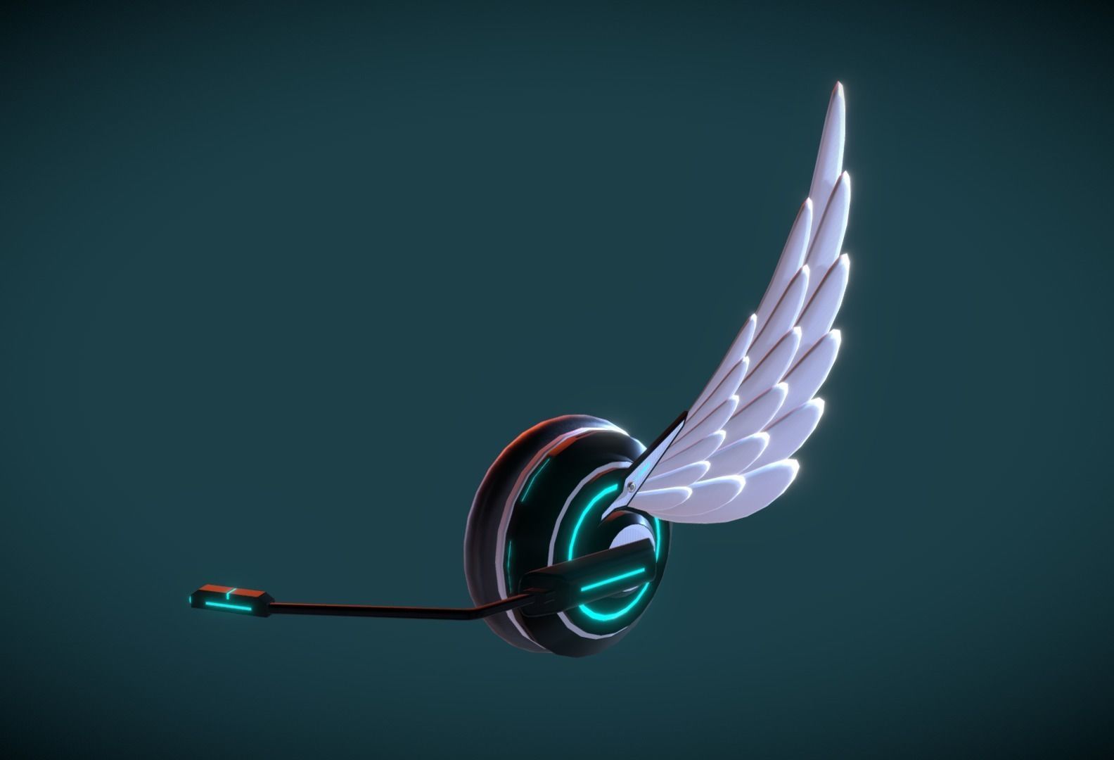 Wing Headphone Low-poly 3D model_7