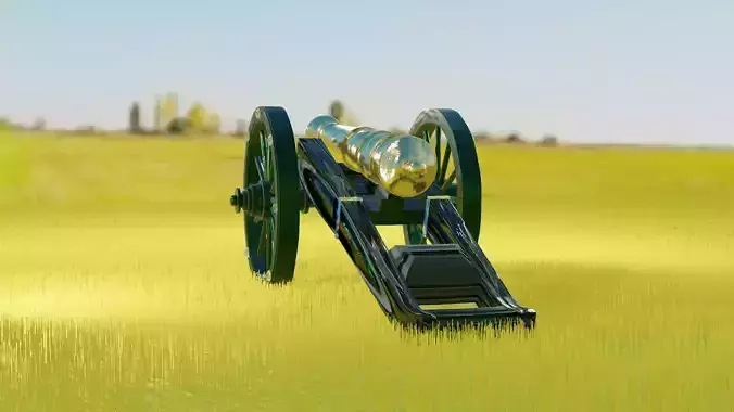 machine-gun cannon in field