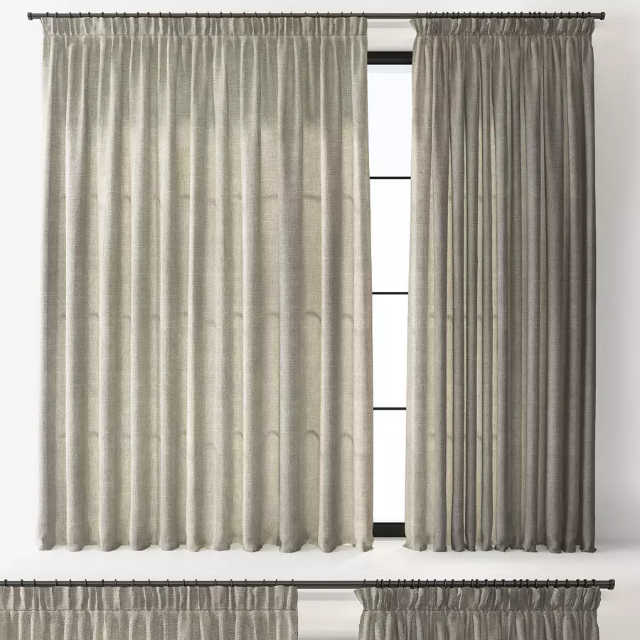 CURTAINS LINEN GREY 3D model