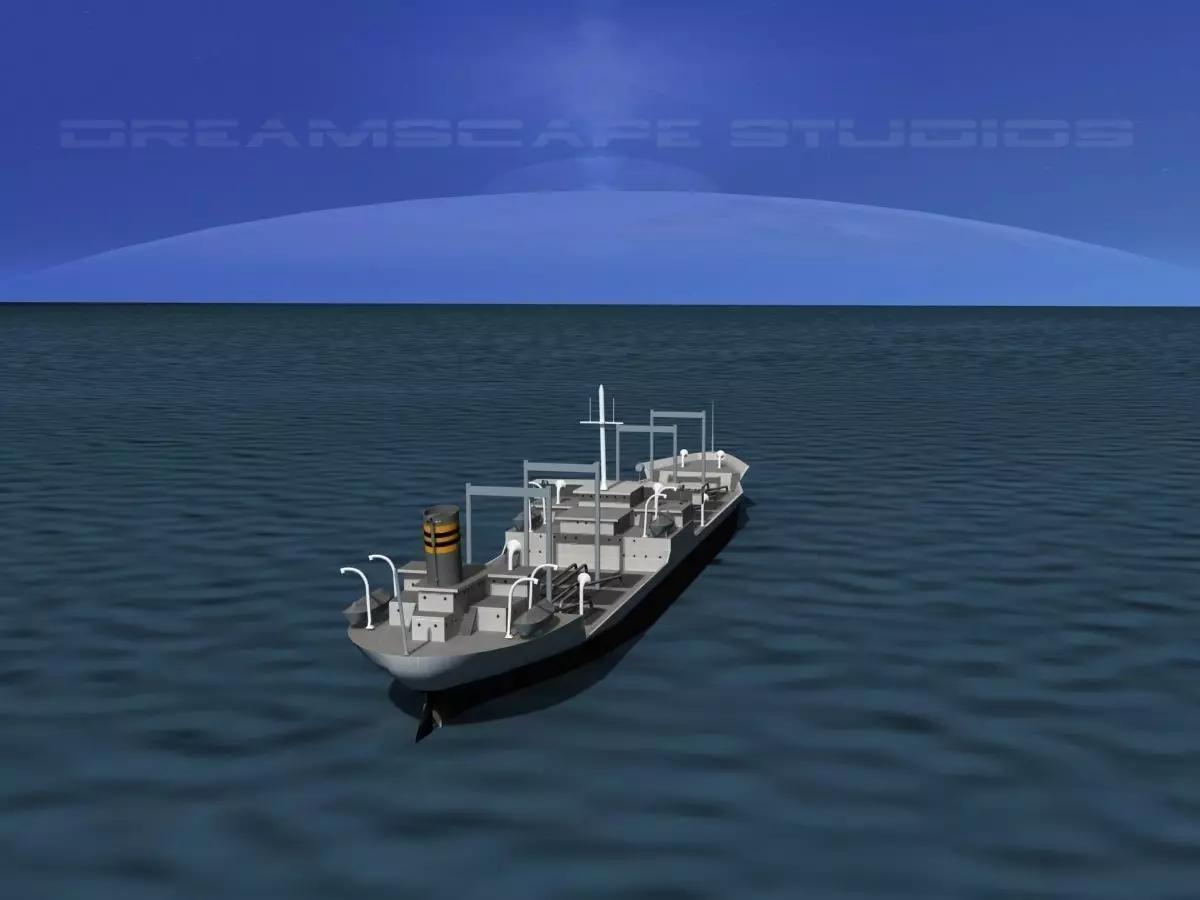 Tanker Ship 1940s era 3D model_0