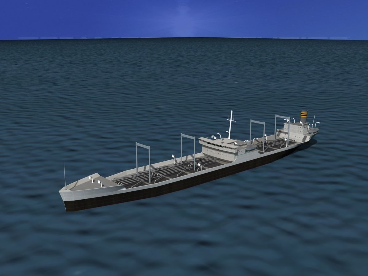 Tanker Ship 1940s era 3D model_9