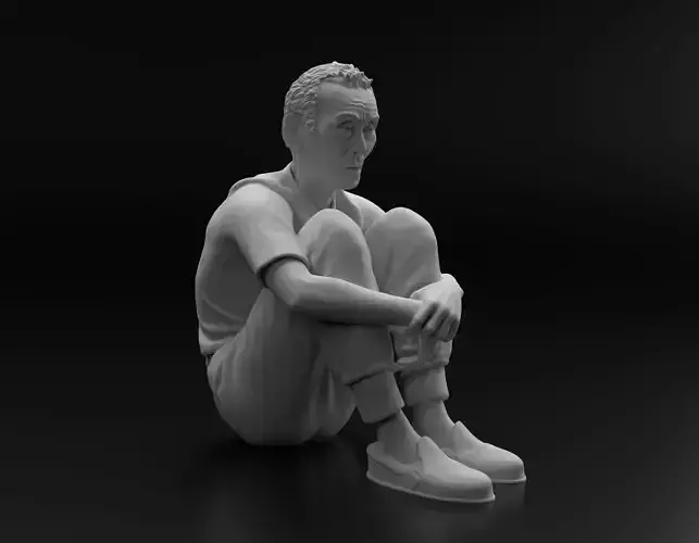 Squid Game player 001 Oh Il-Nam sitting sad  Free 3D print model