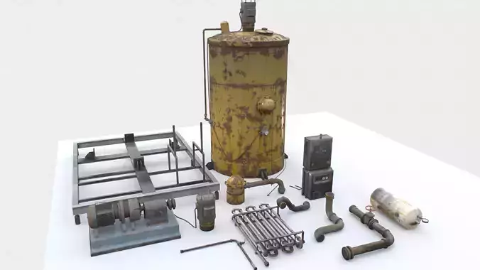 Old industrial props 1 Low-poly 3D model