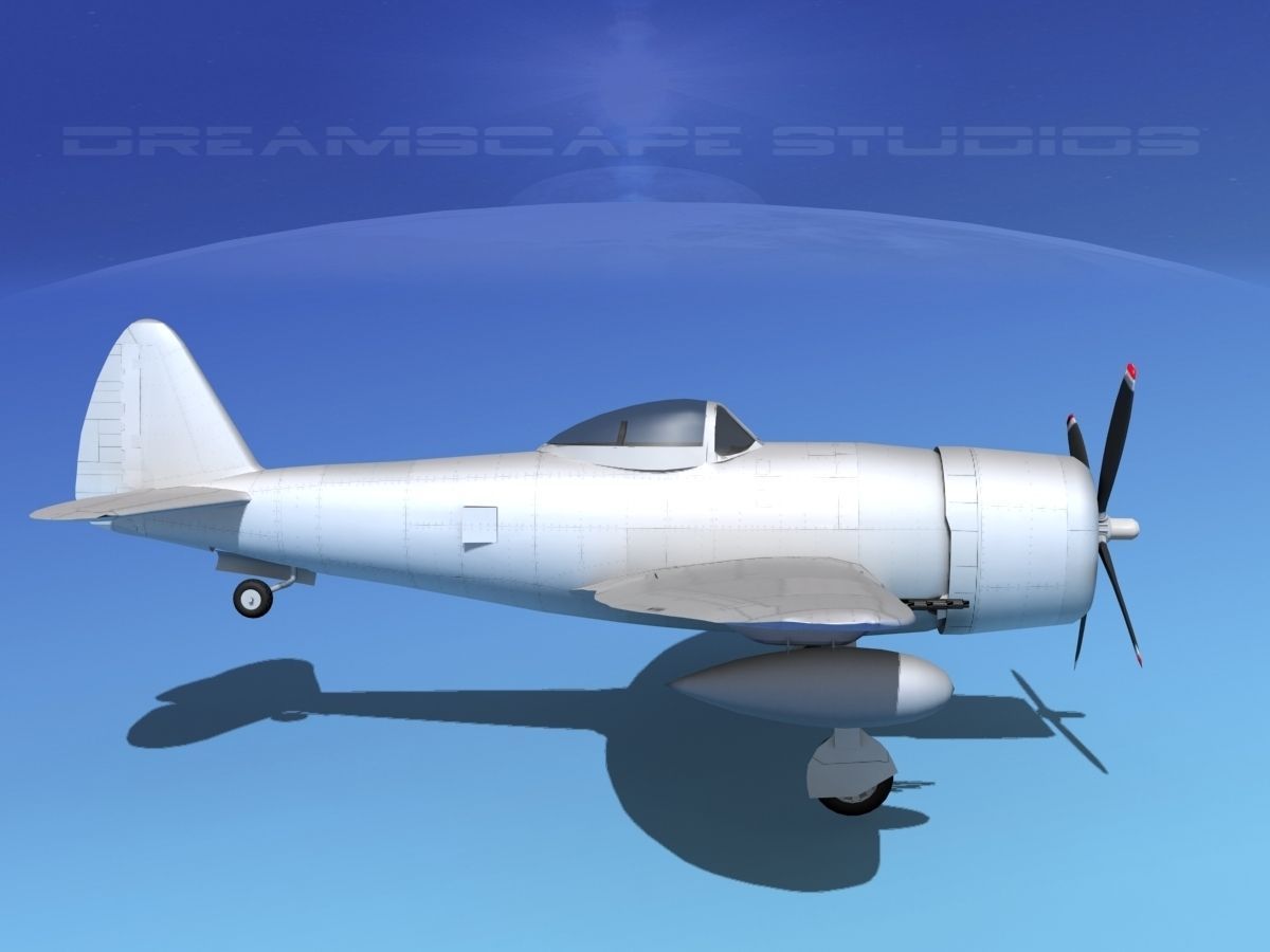 Republic P-47D Thunderbolt Bare Metal 3D model_6