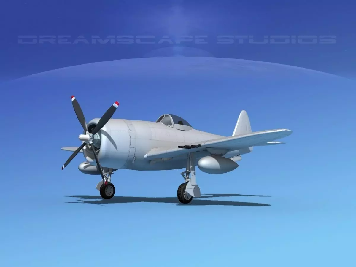 Republic P-47D Thunderbolt Bare Metal 3D model_0