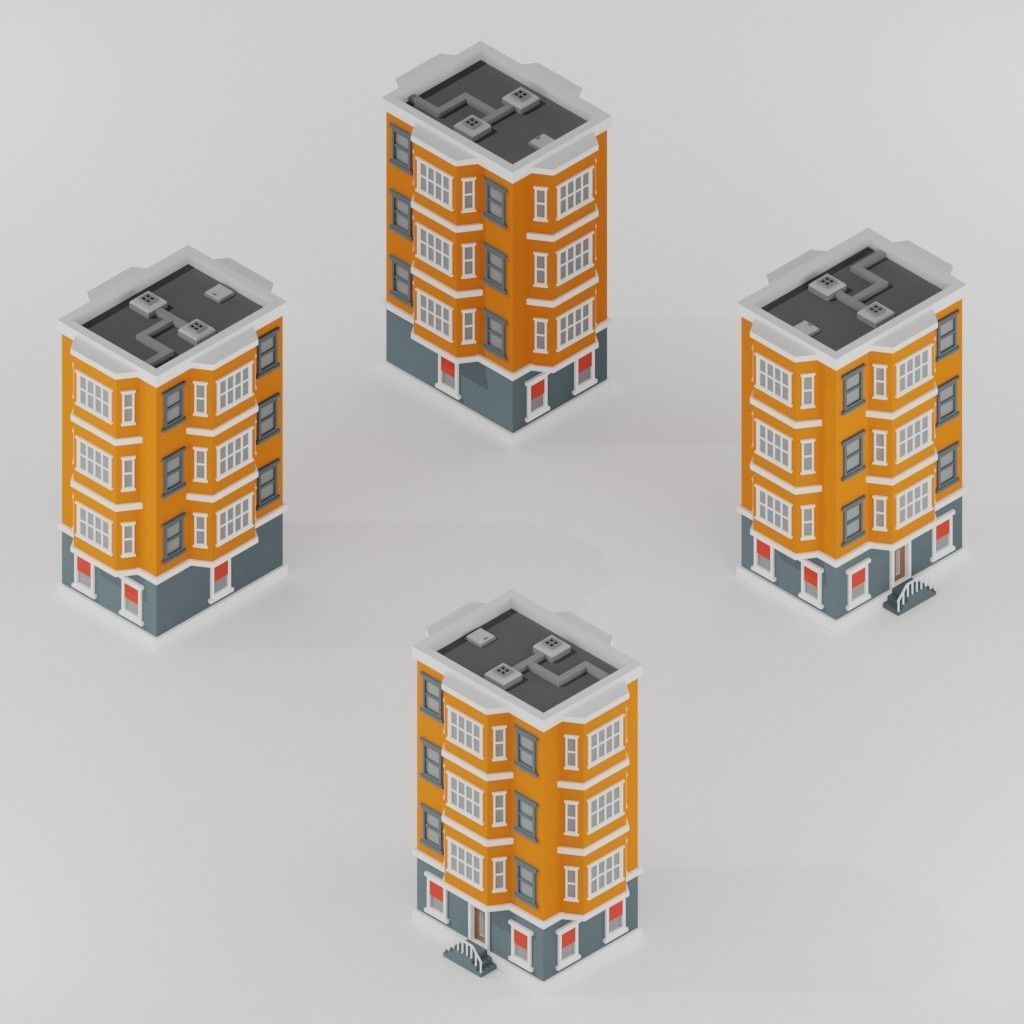 Isometric Low poly City Pack Low-poly 3D model_113