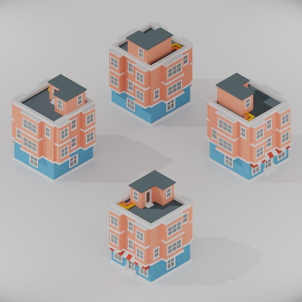 Isometric Low poly City Pack Low-poly 3D model_104