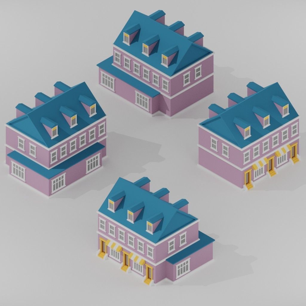 Isometric Low poly City Pack Low-poly 3D model_101