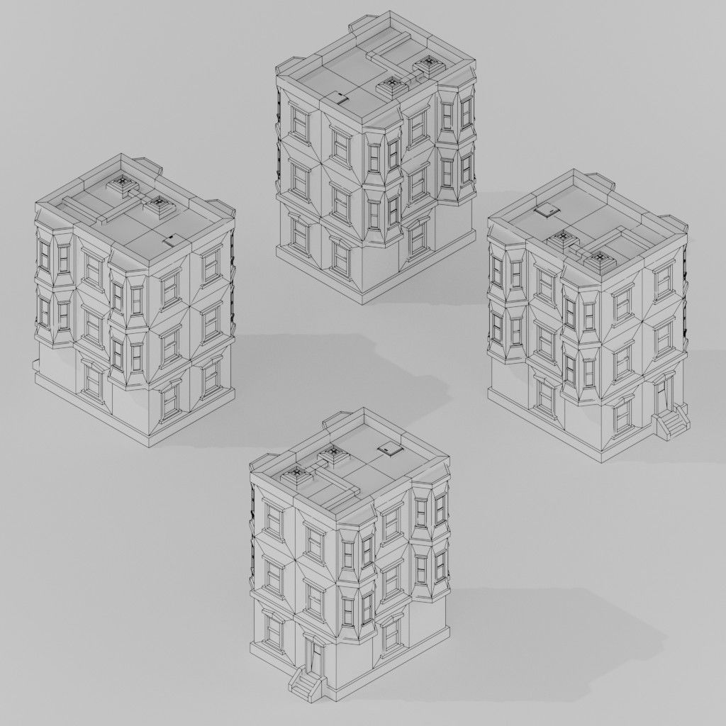 Isometric Low poly City Pack Low-poly 3D model_124