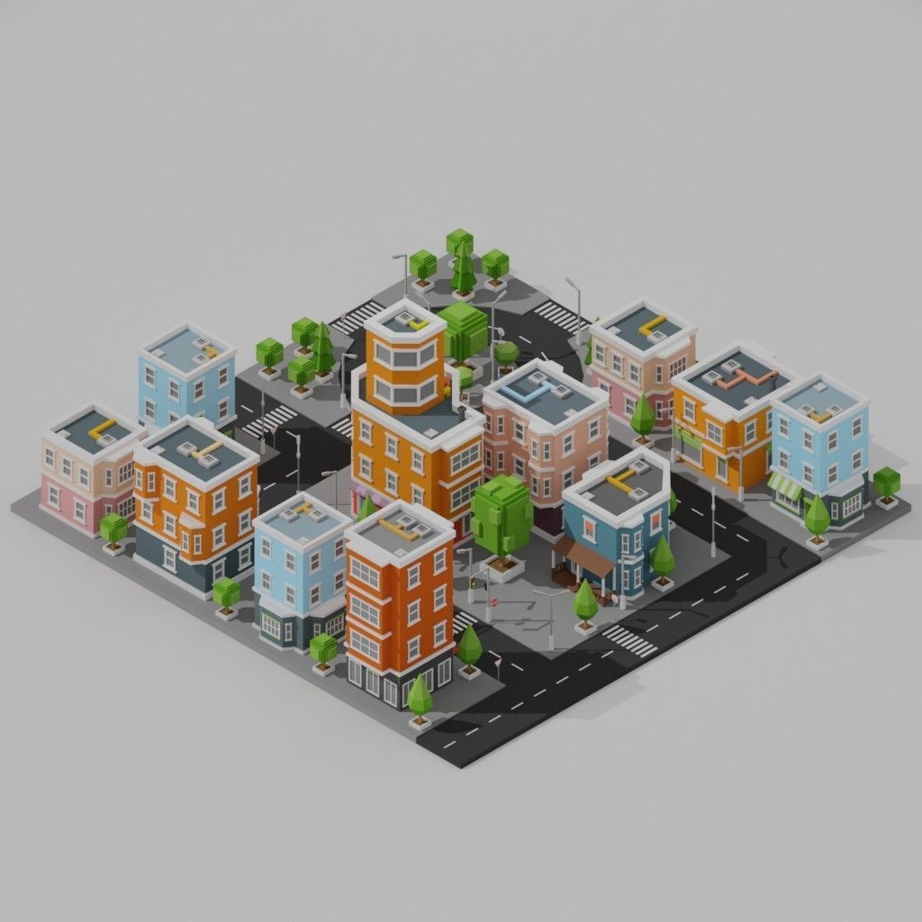 Isometric Low poly City Pack Low-poly 3D model_17