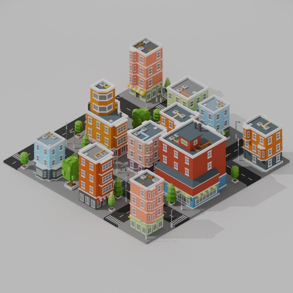 Isometric Low poly City Pack Low-poly 3D model_18