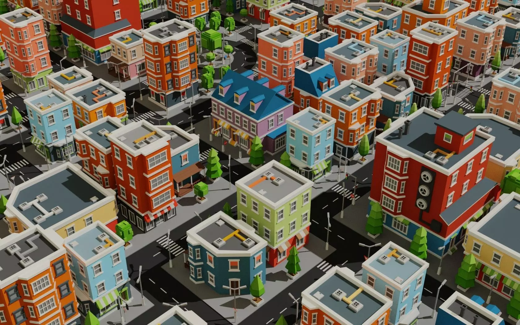 Isometric Low poly City Pack Low-poly 3D model_0