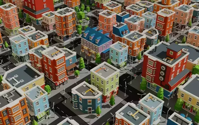 Isometric Low poly City Pack Low-poly 3D model