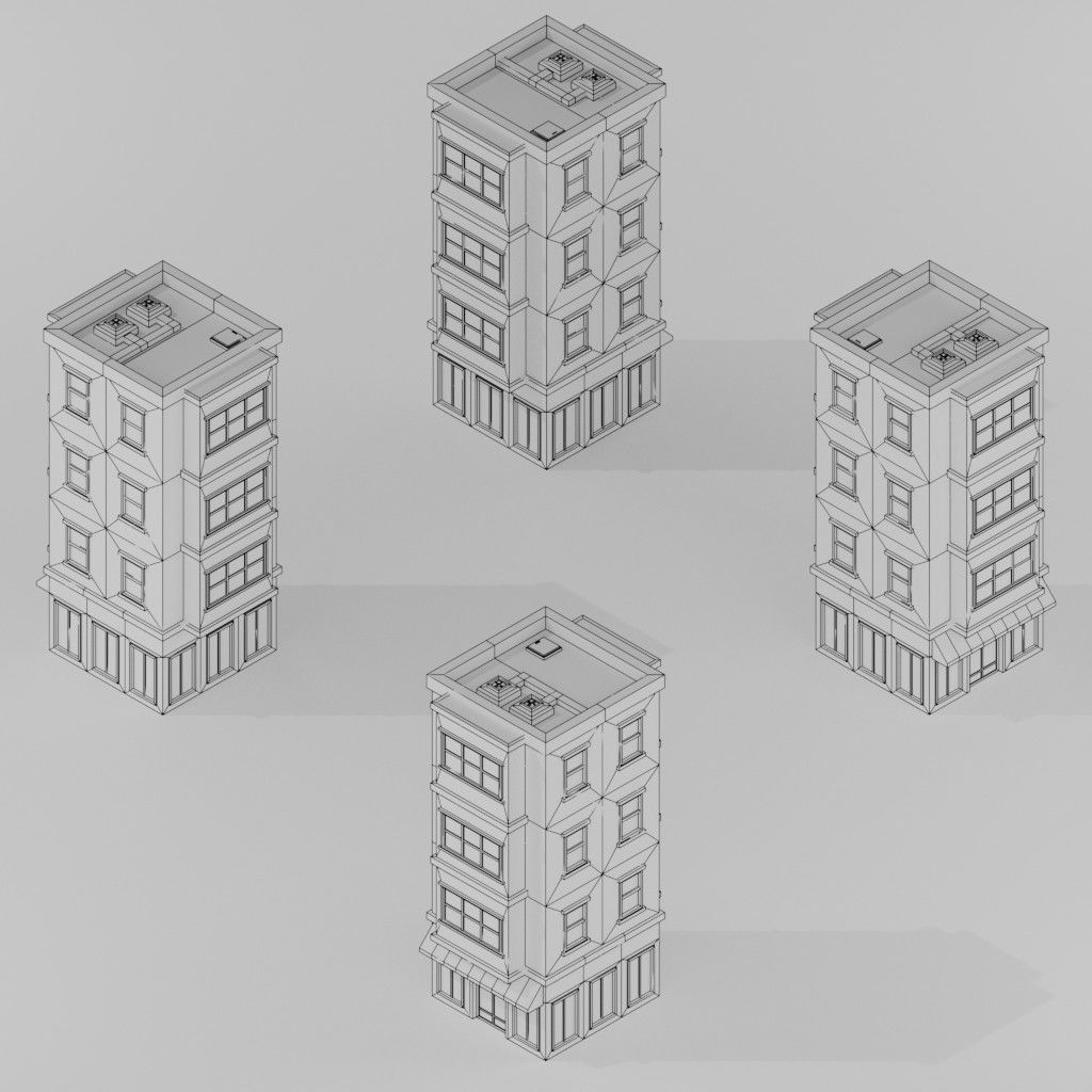 Isometric Low poly City Pack Low-poly 3D model_126