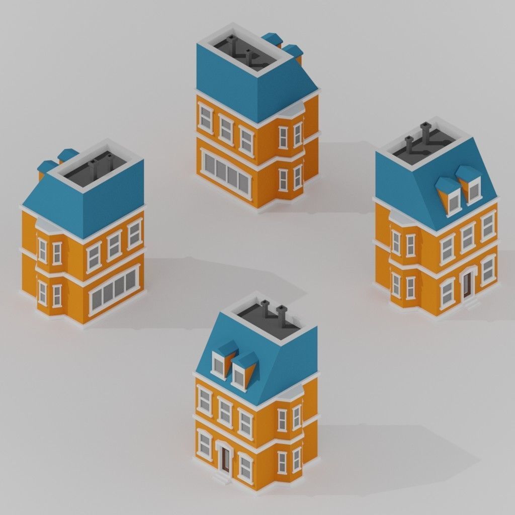 Isometric Low poly City Pack Low-poly 3D model_109