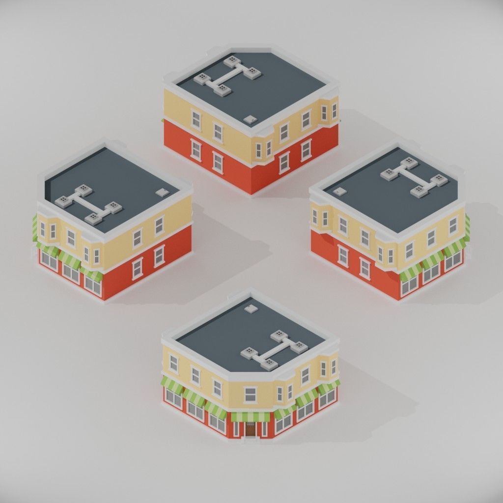 Isometric Low poly City Pack Low-poly 3D model_99