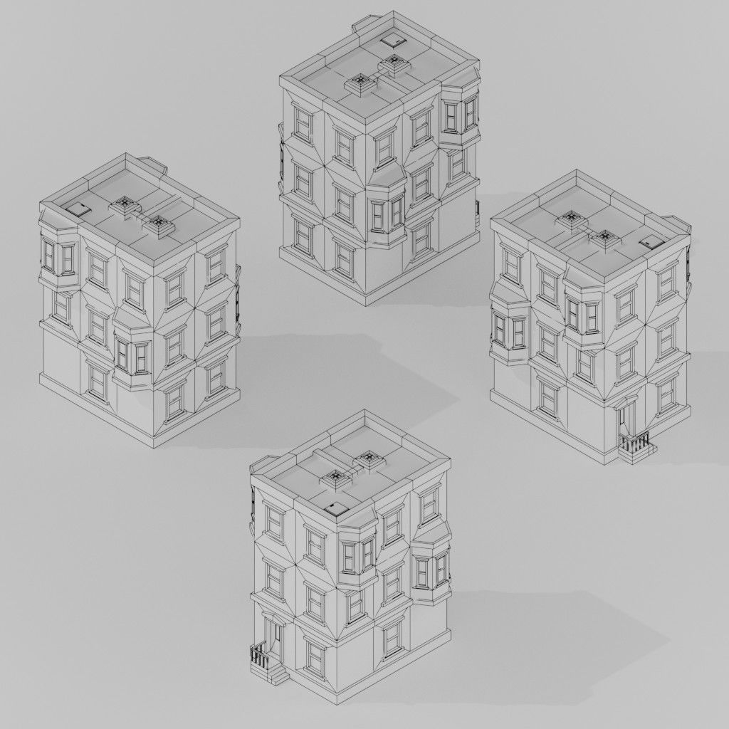 Isometric Low poly City Pack Low-poly 3D model_123