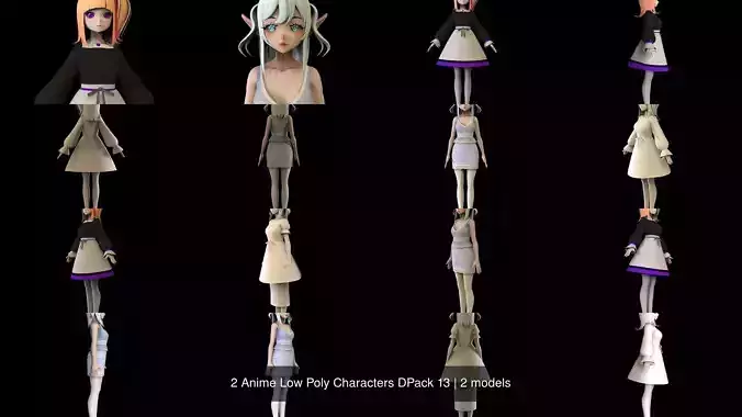 2 Anime Low Poly Characters DPack 13