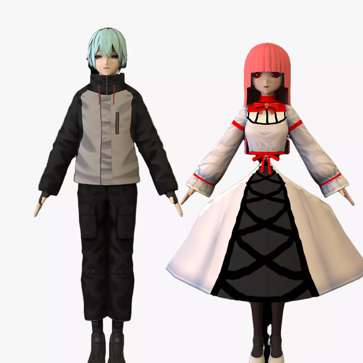 2 Anime Low Poly Characters DPack 14 3D Model Collection_0