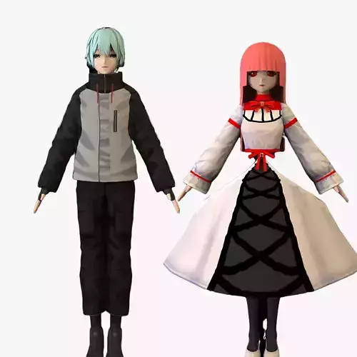 2 Anime Low Poly Characters DPack 14 3D Model Collection 2 Anime Low Poly Characters DPack 14 3D Model Collection