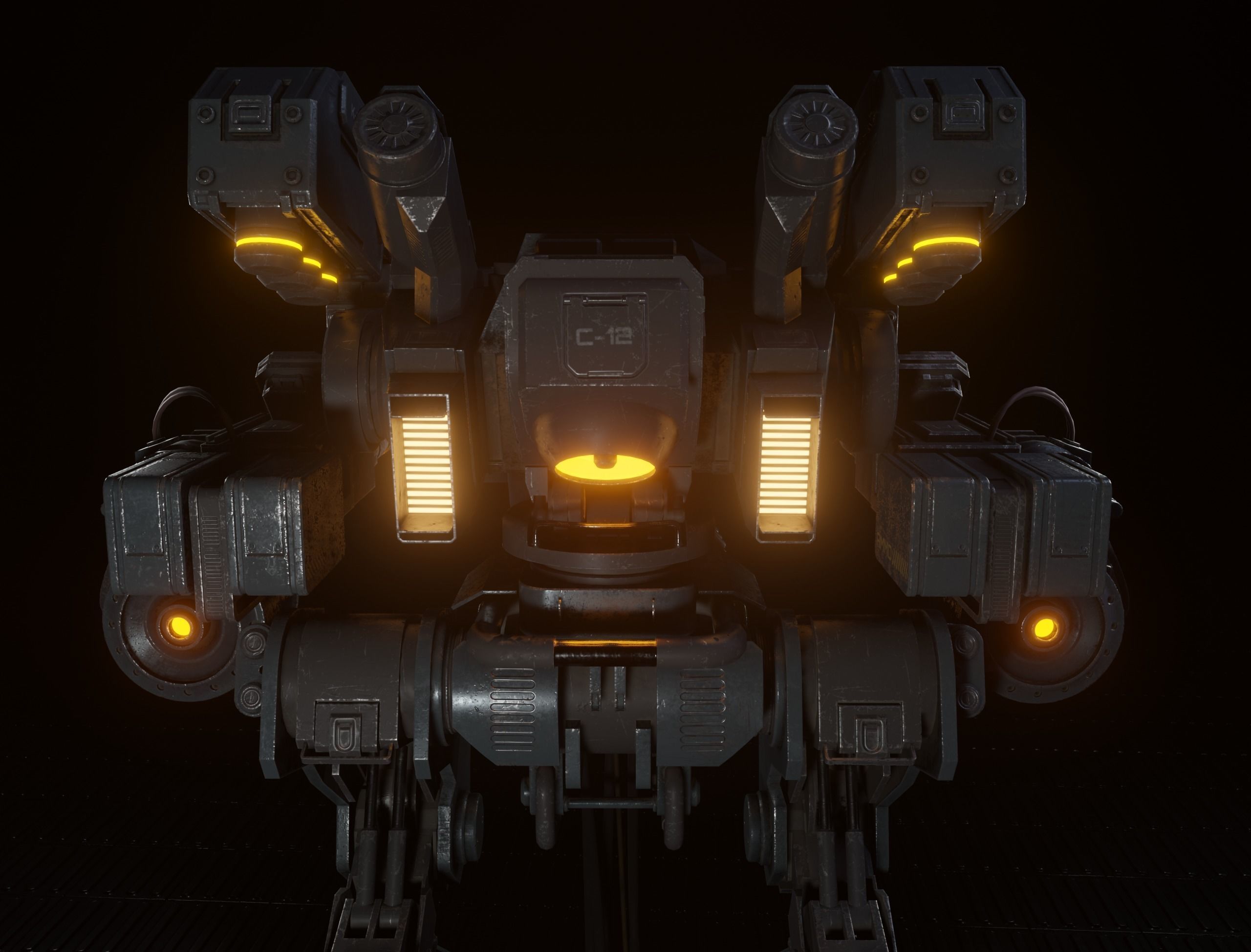 Mech Low-poly 3D model PBR Game ready robot with guns Low-poly 3D model_5