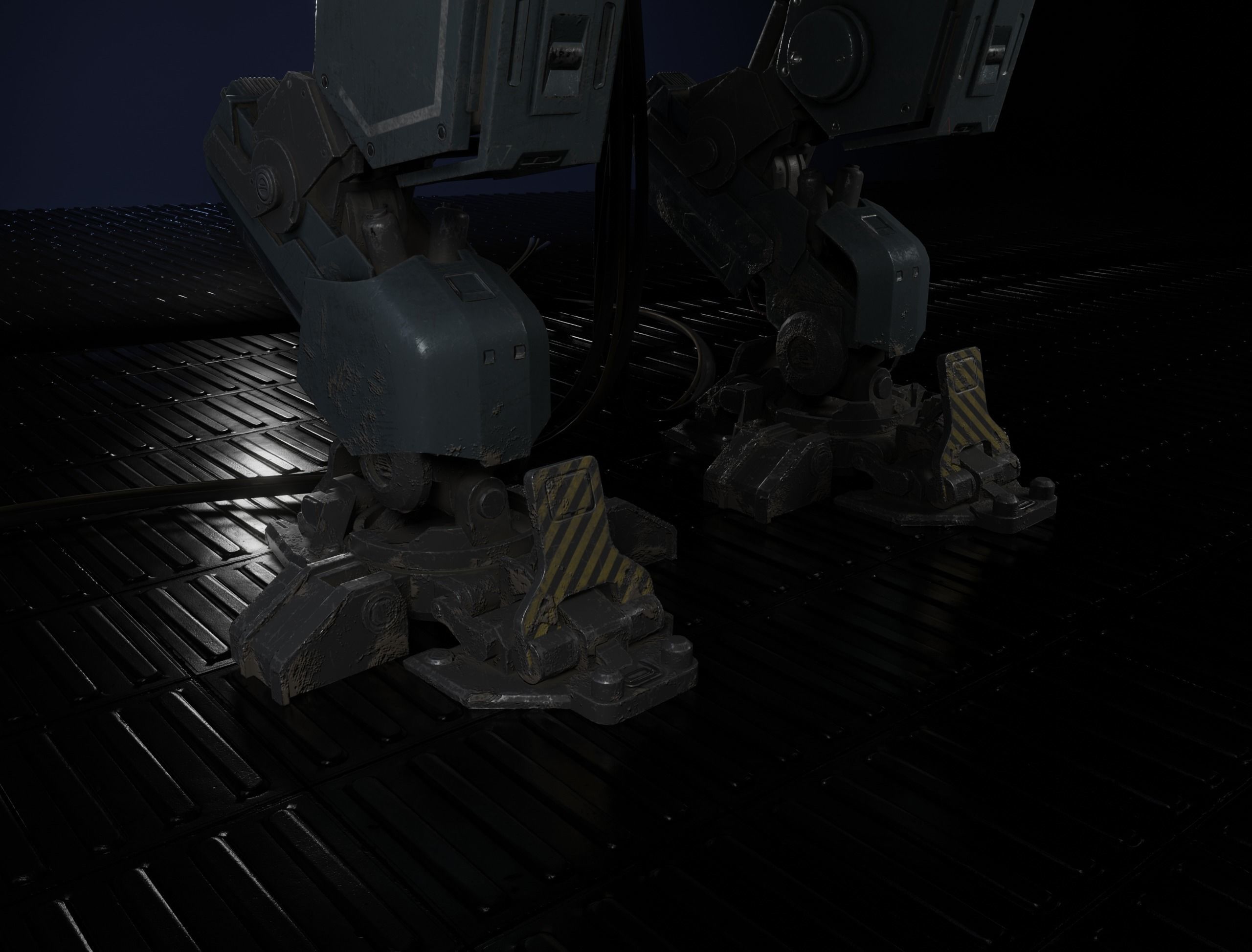 Mech Low-poly 3D model PBR Game ready robot with guns Low-poly 3D model_3