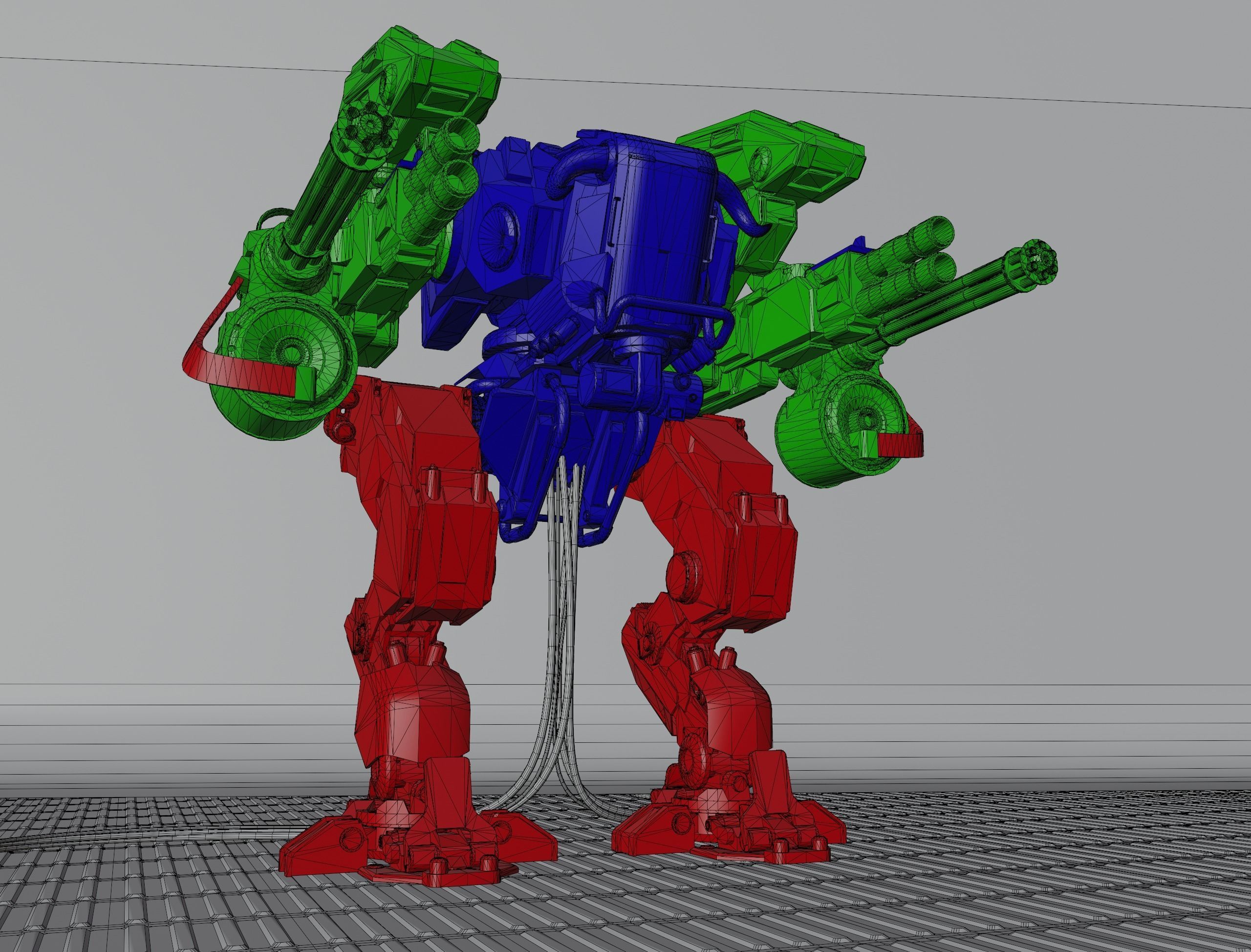 Mech Low-poly 3D model PBR Game ready robot with guns Low-poly 3D model_7