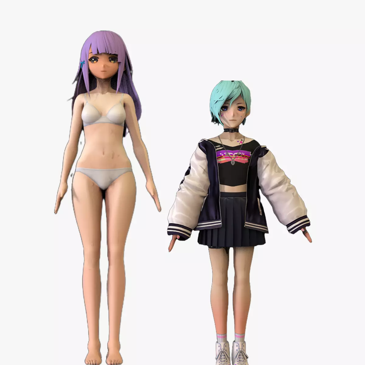 2 Anime Low Poly Characters DPack 15 3D Model Collection_0