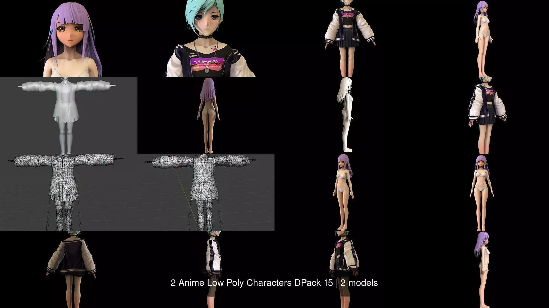 2 Anime Low Poly Characters DPack 15 3D Model Collection_1