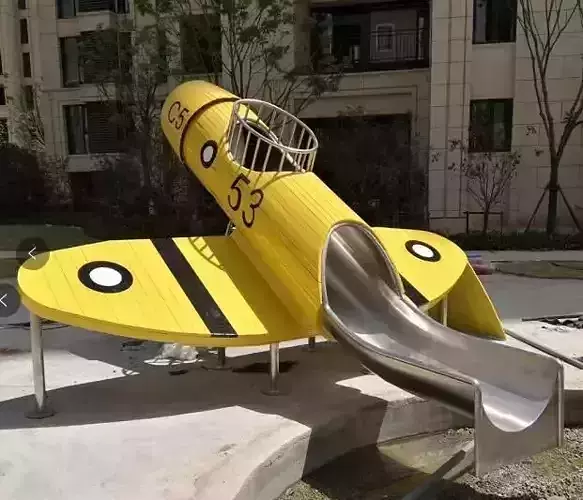 Children outdoor slide play airplane theme playground equipment 