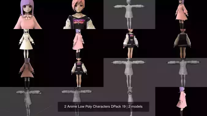 2 Anime Low Poly Characters DPack 19