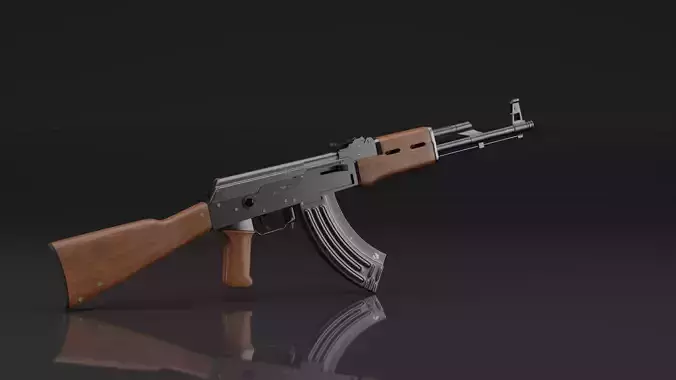 Game Ready AK-47 Kalaschnikov Gun with Magazine and Bullets Low-poly 3D model