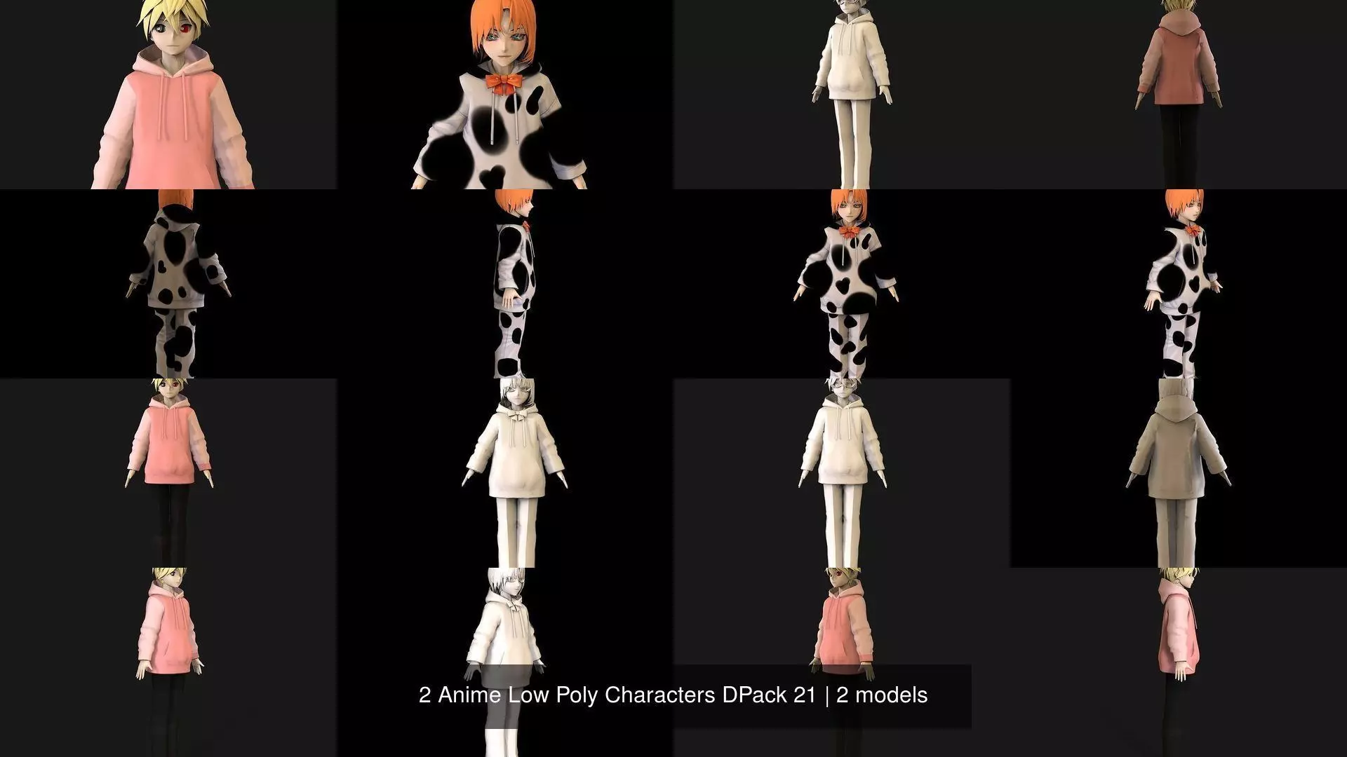 2 Anime Low Poly Characters DPack 21 3D Model Collection_1
