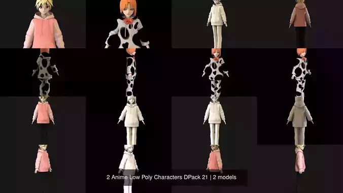 2 Anime Low Poly Characters DPack 21