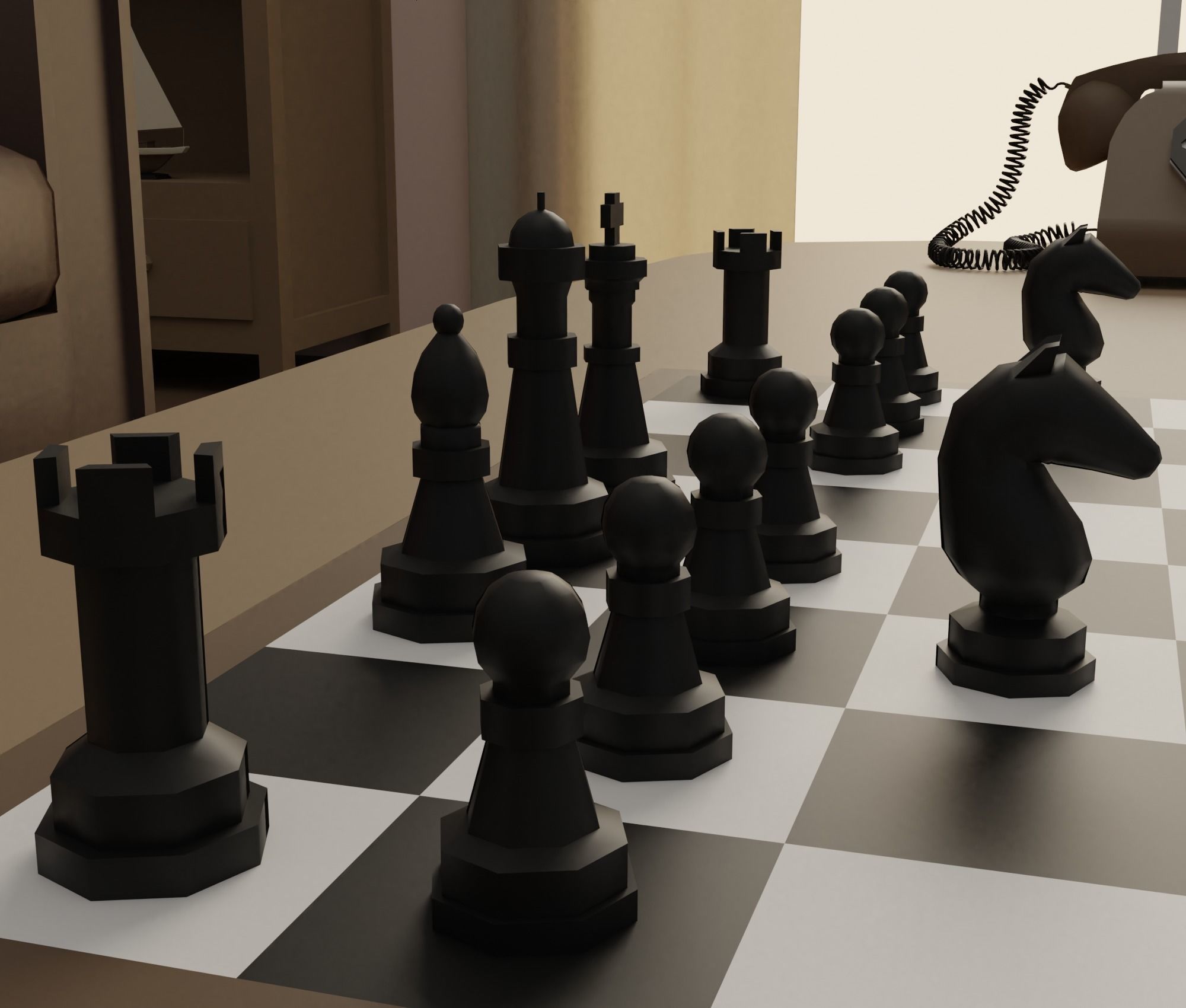 Living-room tv stand with drawers Low-poly 3D model_11