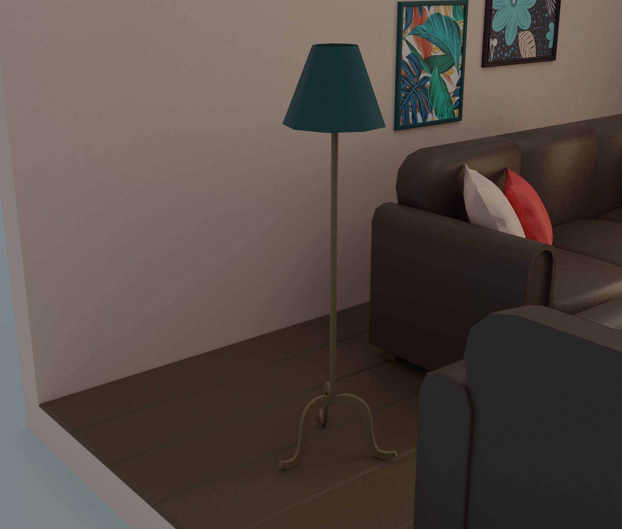 Living-room tv stand with drawers Low-poly 3D model_20