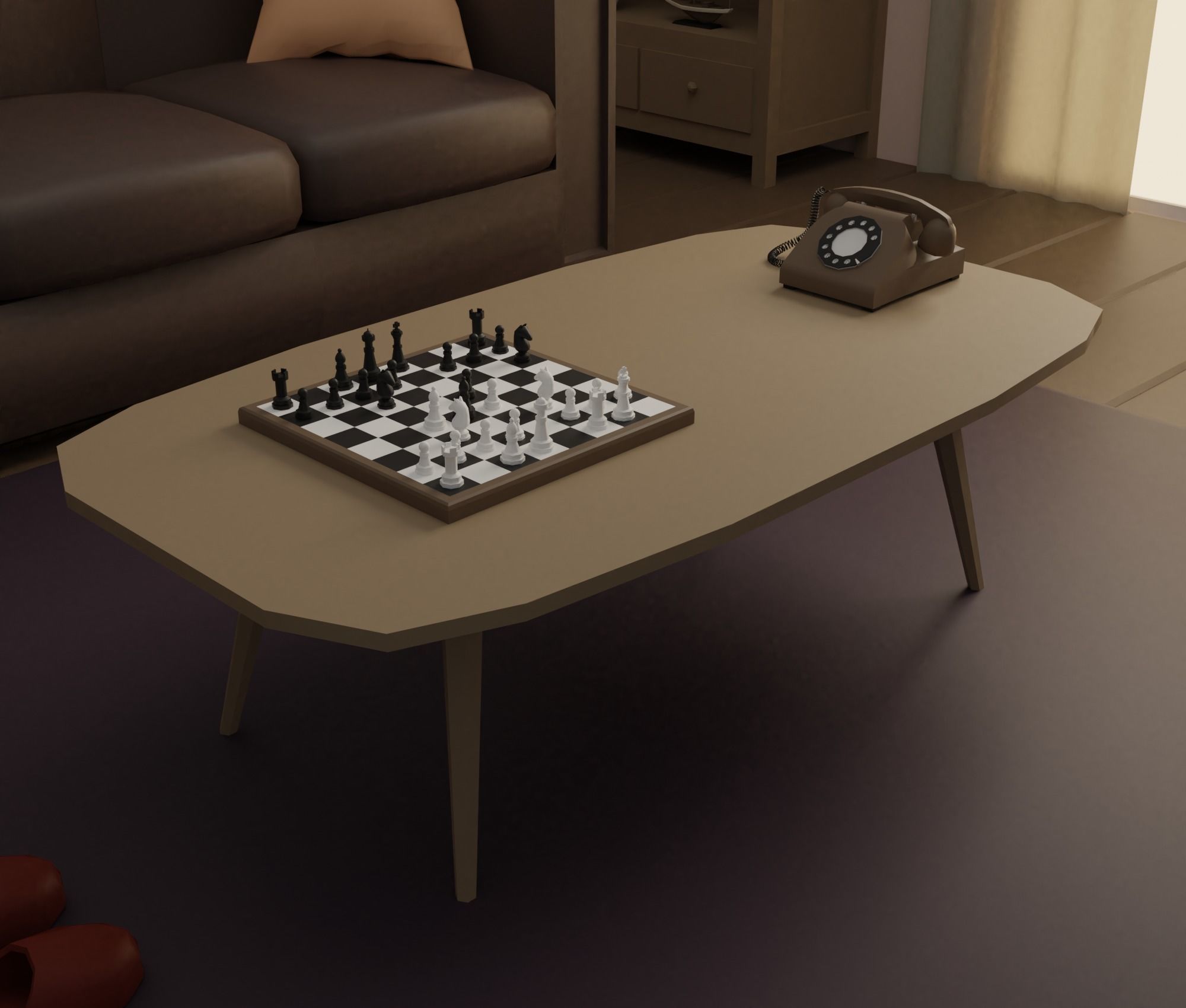 Living-room tv stand with drawers Low-poly 3D model_8