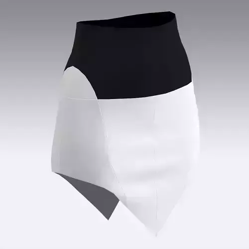 SKIRT BLACK AND WHITE ASYMETRIC LOOK