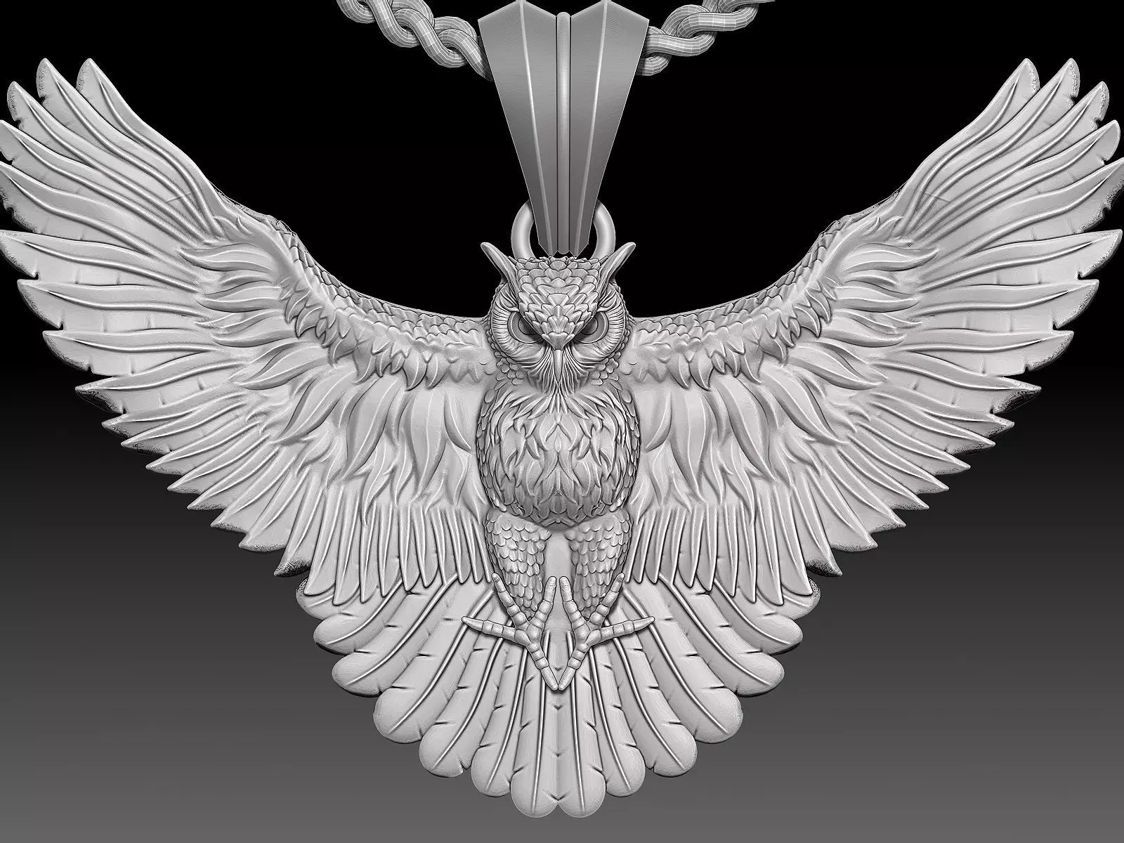 Owl Pendant Sculpture jewelry gold necklace 3D print SIlver 3D print model_0